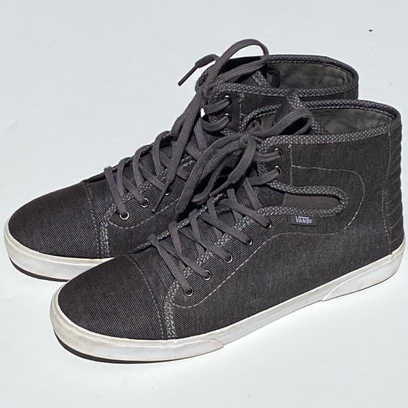 VANS Hightop Off The Wall Gray Canvas Lace Up Sneaker Size 9.5 - Picture 1 of 6